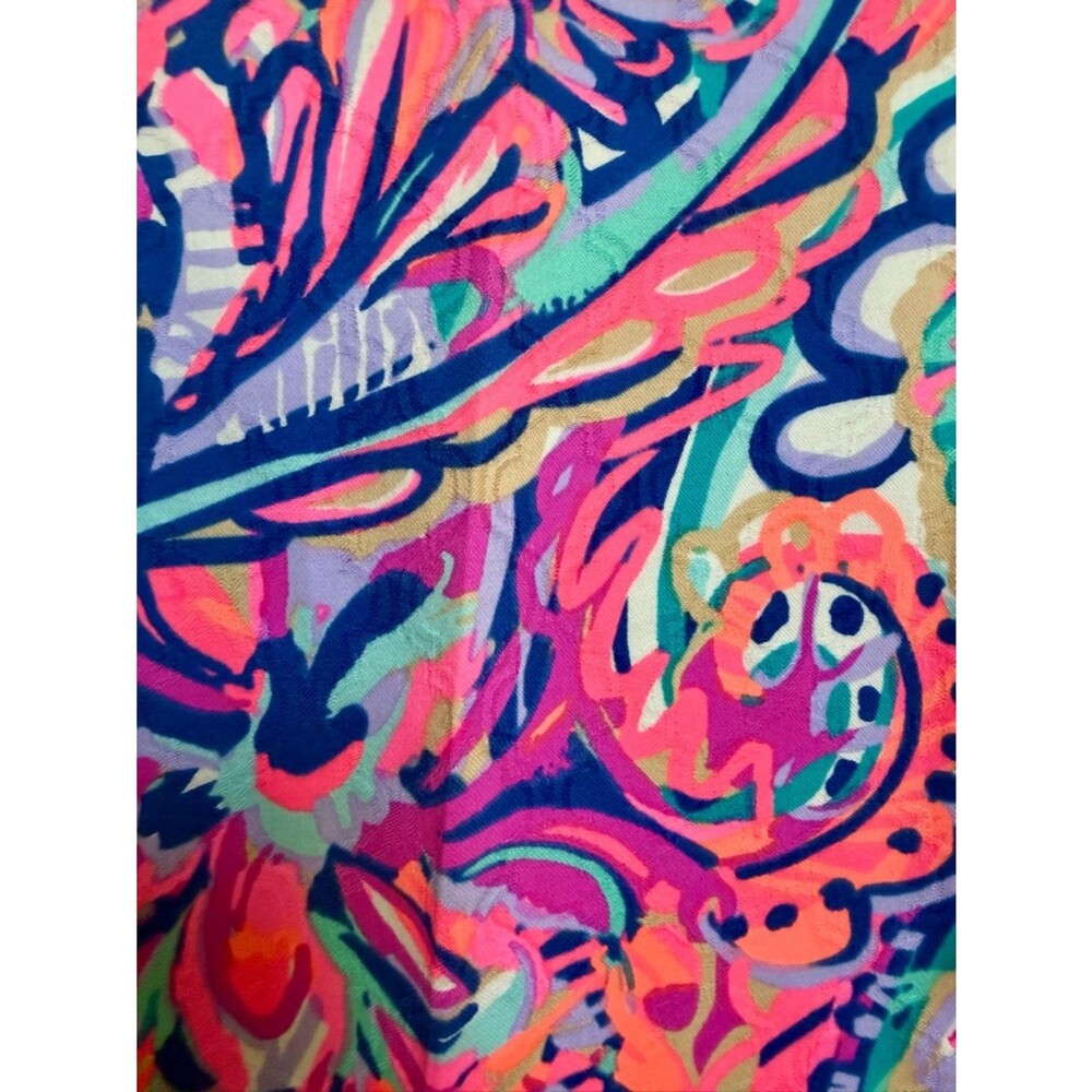 Lilly Pulitzer Print Pants Pink Blue Size 6 Slim Straight Ankle Preppy Resort - Picture 5 of 9